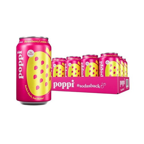 Poppi, Prebiotic Soda Lemon Strawberry, 12 Oz(Case Of 12)