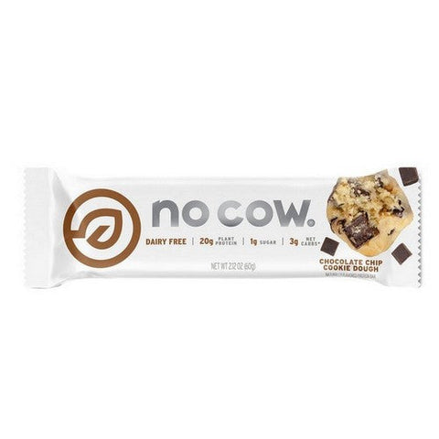 No Cow Bar, Protein Bar Chocolate Chip Cookie Dough, 2.12 Oz(Case Of 12) No Cow Bar