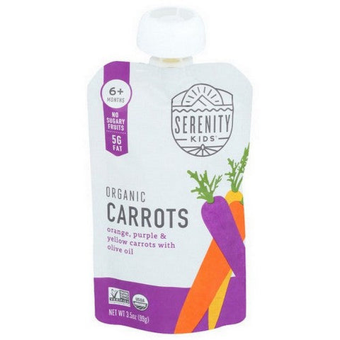 Serenity Kids, Organic Carrots Orange Purple And Yellow Carrots With Olive Oil, 3.5 Oz(Case Of 6) Serenity Kids
