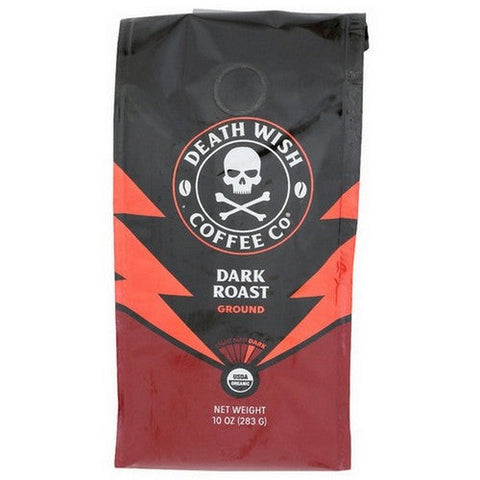 Death Wish Coffee, Organic Ground Coffee Dark Roast, 10 Oz(Case Of 6) Death Wish Coffee