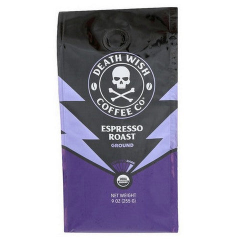 Death Wish Coffee, Organic Ground Coffee Espresso Roast, 9 Oz(Case Of 6) Death Wish Coffee