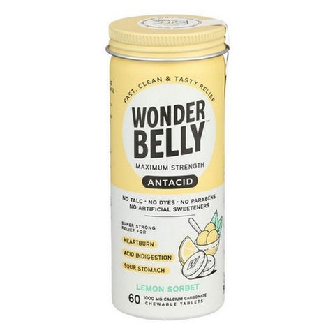 Wonderbelly, Lemon Sorbet Antacid Chewable, 60 Tabs(Case Of 4) Wonderbelly