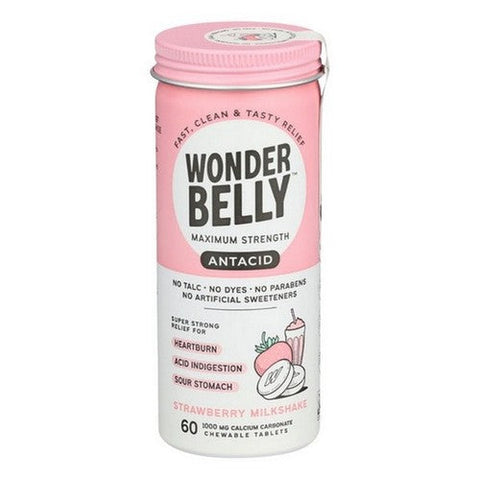 Wonderbelly, Strawberry Milkshake Antacid Chews, 60 Tabs(Case Of 4) Wonderbelly