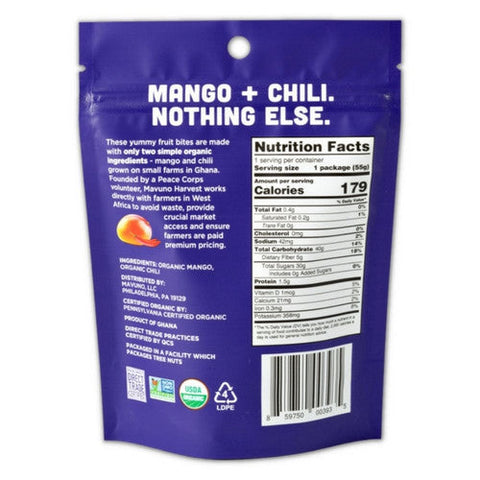 Mavuno Harvest, Organic Fruit Bites Mango And Chili, 1.94 Oz (Case Of 8) Mavuno Harvest