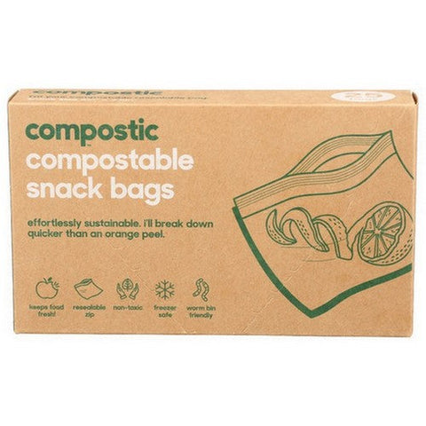 Compostic, Compostable Snack Bags, 25 Count(Case Of 12) Compostic