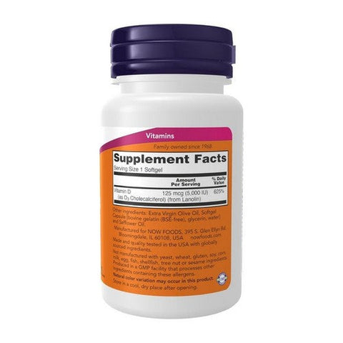 Now Foods, Vitamin D-3, 5000 IU, 30 Softgels Now Foods