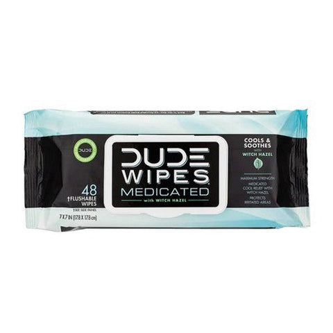 Dude Wipes, Medicated Flushable Wipes Fragrance Free, 48 Count Dude Wipes