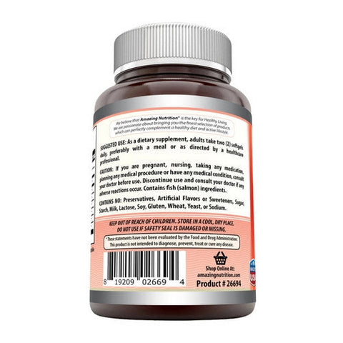 Amazing Nutrition, Amazing Omega Wild Alaskan Salmon Oil, 2400 Mg, 2400 Mg