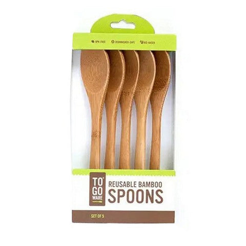 To-Go Ware, Reusable Bamboo Spoons, 5 Count To-Go Ware