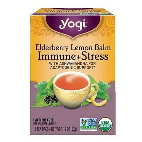 Yogi, Organic Elderberry Lemon Balm Immune And Stress Tea, 16 Tea Bags (1.12 Oz) Yogi