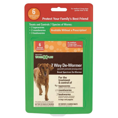 SENTRY Worm X Plus 7 Way De-Wormer for Large Dogs 6 Count by Sentry