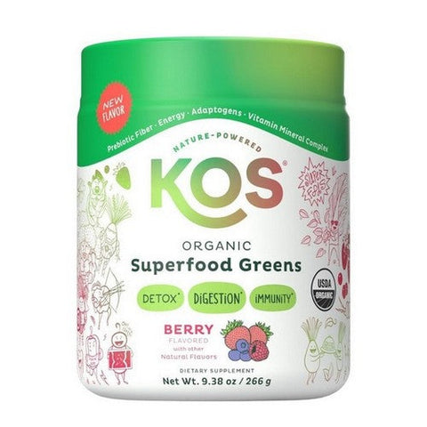 Kos, Organic Superfood Greens Powder, Berry 9.38 Oz Kos