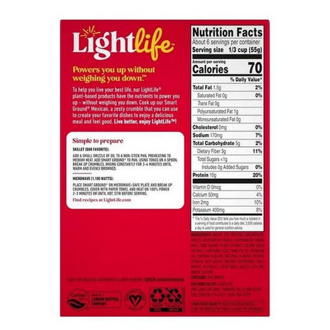 Lightlife, Smart Ground Mexican Crumbles, 12 Oz (Case Of 8) Lightlife