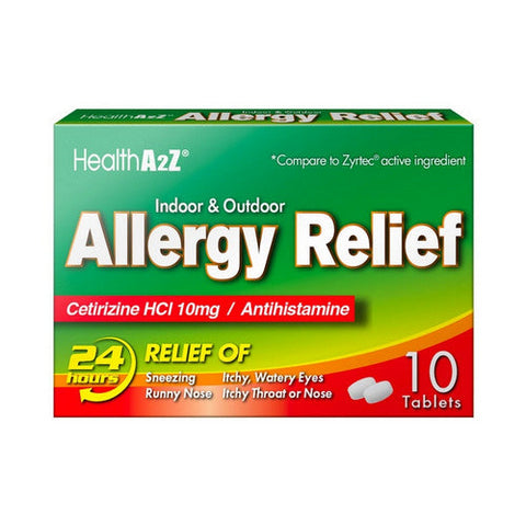 Health A2Z, Indoor Outdoor Allergy Relief, 10 Mg, 10 Tablets Health A2Z