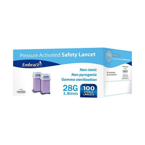 Embrace, Pressure Activated Safety Lancets 28 Gauges, 100 Count Embrace