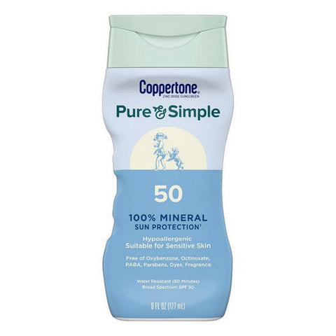 Coppertone, Pure And Simple Mineral Sunscreen Lotion Spf 50, 6 Oz Coppertone