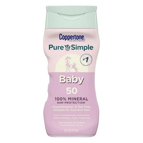 Coppertone, Pure And Simple Baby Mineral Sunscreen Lotion Spf 50, 6 Oz Coppertone