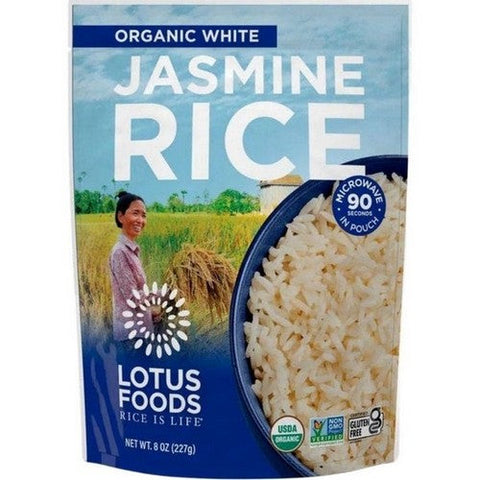 Lotus Foods, Organic White Jasmine Heat And Eat Rice Pouch, 8 Oz Lotus Foods