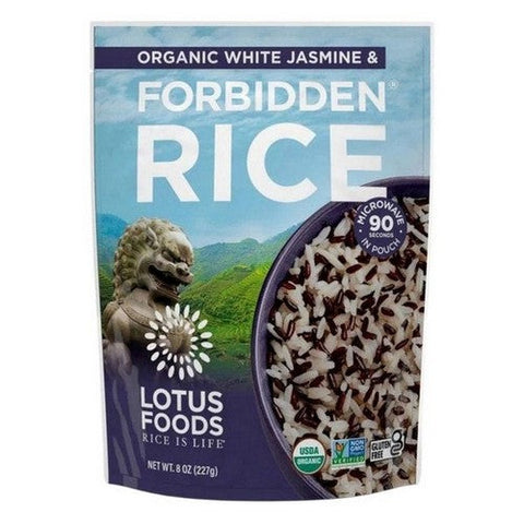 Lotus Foods, Organic White Jasmine And Forbidden Blend Heat And Eat Rice Pouch, 7 Oz Lotus Foods