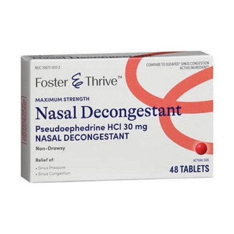 Foster And Thrive, Maximum Strength Nasal Decongestant, 30 Mg, 48 Tabs Foster And Thrive