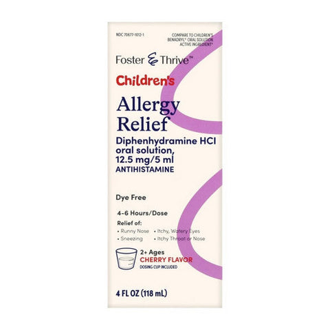 Foster And Thrive, Children'S Allergy Relief Diphenhydramine Hcl, 4 Oz Foster And Thrive