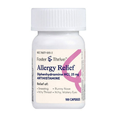 Foster And Thrive, Allergy Relief Diphenhydramine Hcl, 25 Mg, 100 Caps Foster And Thrive