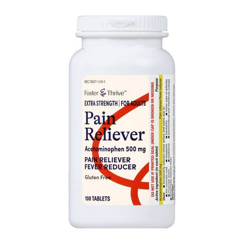 Pain Reliever Acetaminophen Extra Strength 100 Tabs by Foster And Thrive