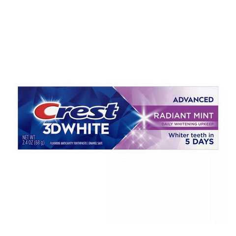Crest, 3D White Advanced Teeth Whitening Toothpaste Radiant Mint, 2.4 Oz