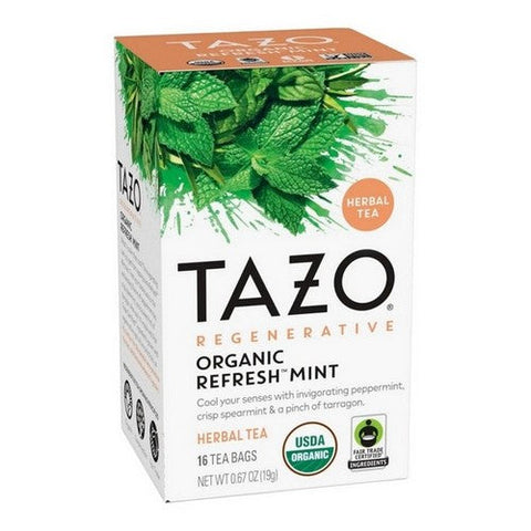 Tazo, Organioc Refresh Mint Herbal Tea, O.67 Oz (Case Of 6) Tazo