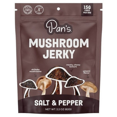Pan's Mushroom Jerky, Mushroom Jerky Salt and Pepper, 2.2 Oz (Case Of 6) Pan's Mushroom Jerky