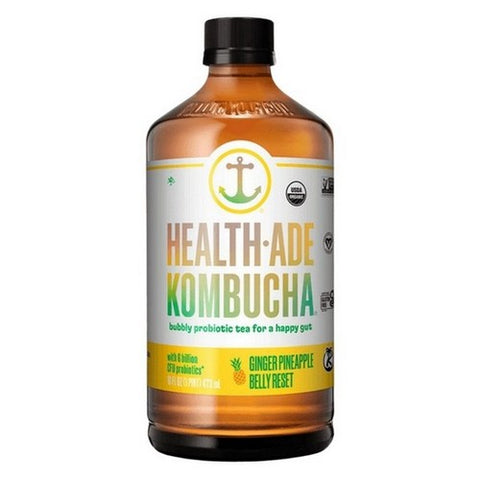 Health-Ade, Pineapple Ginger Belly Reset Kombucha, 16 Oz (Case Of 12) Health-Ade