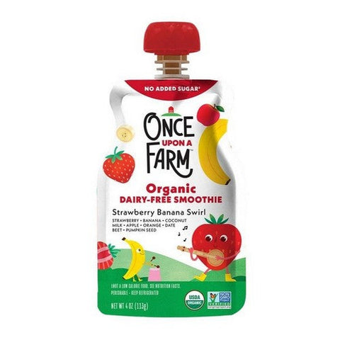 Once Upon A Farm, Organic Kids' Smoothie Strawberry Banana Swirl, 4 Oz X 4 Count (Case Of 6) Once Upon A Farm