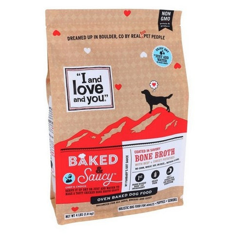I And Love And You, Baked And Saucy Dry Dog Food Beef Plus Sweet Potato, 4 Lbs (Case Of 4) I And Love And You