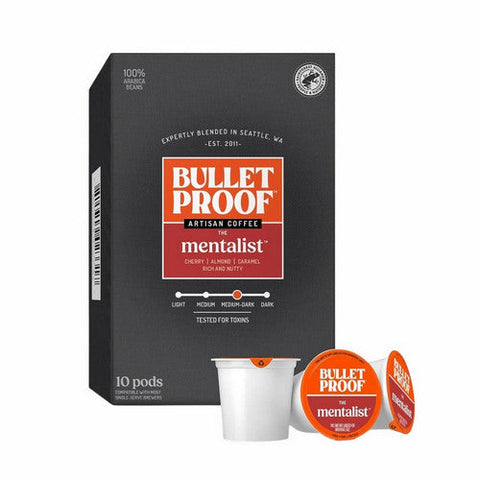 Bulletproof, The Mentalist Medium Dark Roast Coffee Pods K-Cups, 3.9 Oz (Case Of 6) Bulletproof