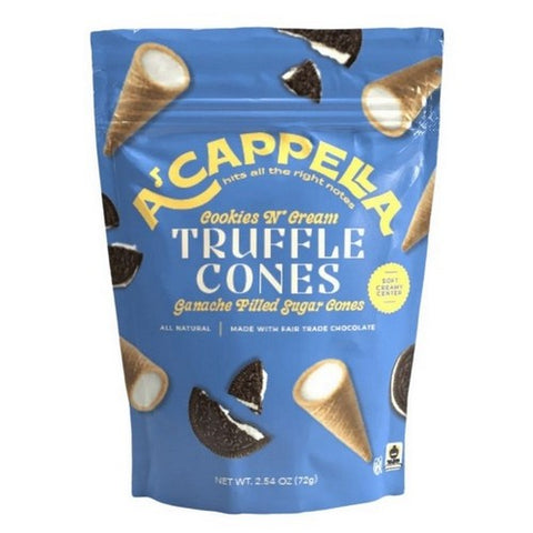 Acappella, Cookies N Cream Truffle Cones, 2.54 Oz (Case Of 6) Acappella