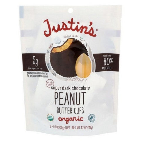 Justin's, Peanut Butter Cup Super Dark Chocolate, 4.2 Oz (Case Of 6) Justin's