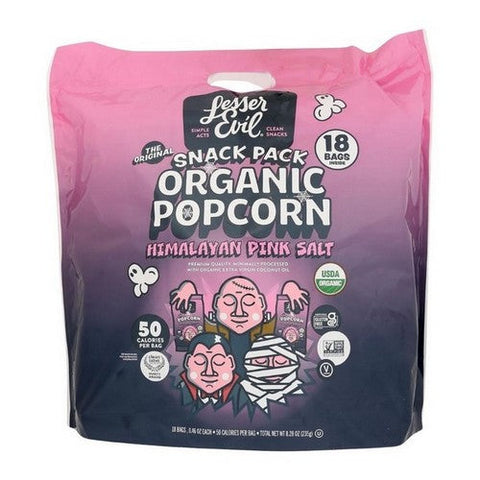Lesser Evil, Organic Popcorn Himalayan Pink Salt, 0.46 Oz X 18 Count (Case Of 5) Lesser Evil