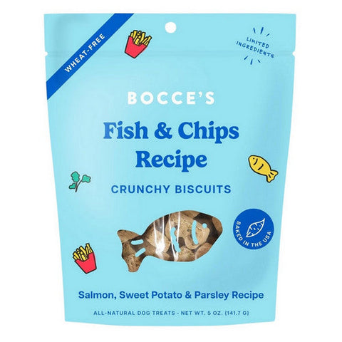Bocce's Bakery, Dog Biscuits Fish And Chips, 5 Oz (Case Of 12)
