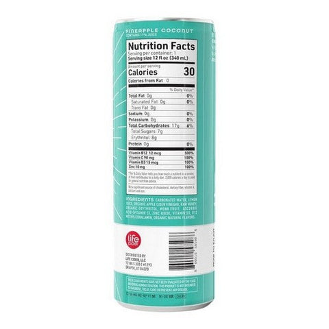 Life Cider, Sparkling Apple Cider Vinegar Beverage Pineapple Coconut, 12 Oz (Case Of 12) Life Cider