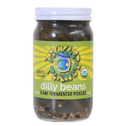 Pickled Planet, Dilly Beans Raw Fermented Pickles, 16 Oz (Case Of 6) Pickled Planet