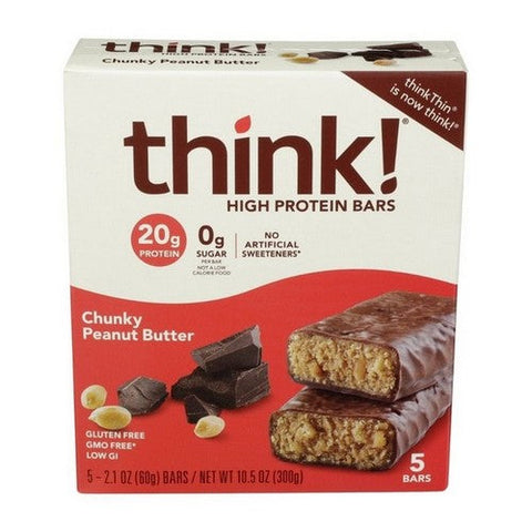 Think!, High Protein Bars Chunky Peanut Butter, 2.1 Oz X 5 Count (Case Of 6) Think!