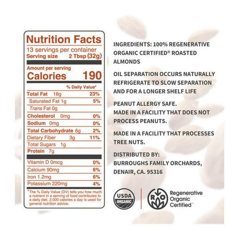 Burroughs Family Farms, Buff Creamy Almond Butter, 14 Oz (Case Of 6) Burroughs Family Farms