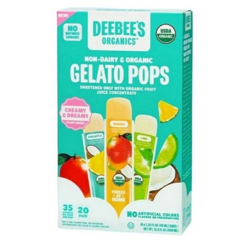 Deebees Organic, Shelf Stable Gelato Pops 3 Flavor Gelato Pops, 1.35 Oz X 8 Count (Case Of 12) Deebees Organic