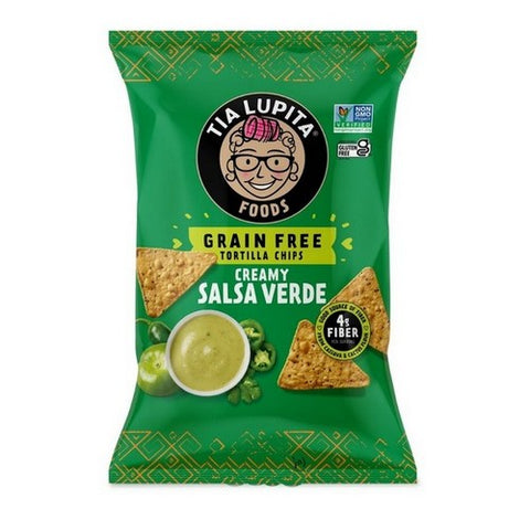 Tia Lupita Foods, Grain Free Cactus Tortilla Chips Creamy Salsa Verde, 1 Oz (Case Of 24) Tia Lupita Foods
