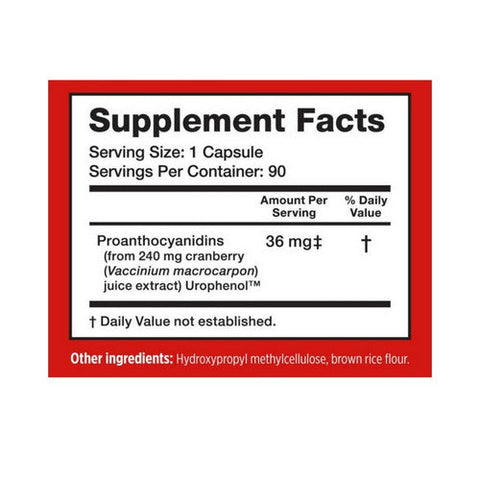 Utiva, Urinary Tract Health Dietary Supplement Cranberry PACs, 30 Capsules