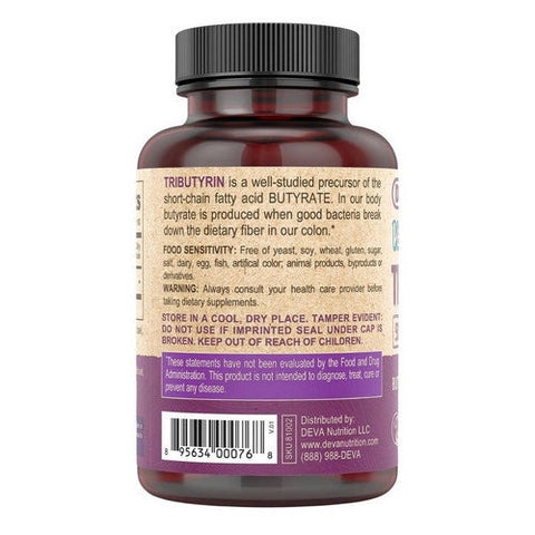 Deva Vegan Vitamins, Vegan Tributyrin, 500 Mg, 90 Veg Caps Deva Vegan Vitamins
