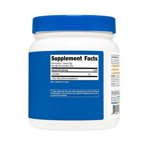 Nutricost, L-Citrulline Unflavoured, 600 Grams