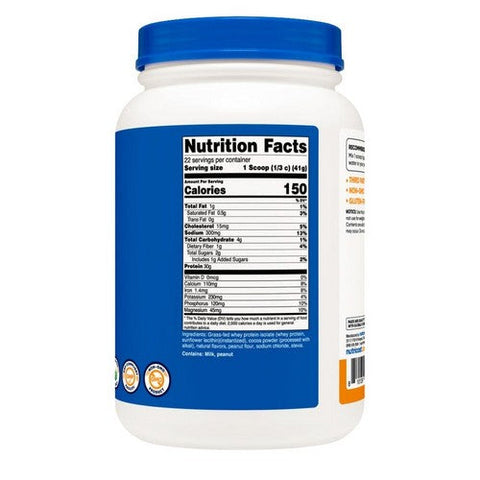 Nutricost, Grass-Fed Whey Protein Isolate Powder Chocolate Peanut Butter, 2 Lbs Nutricost