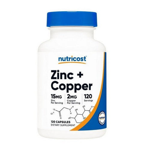 Nutricost, Zinc plus Copper Capsules, 15 Mg, 120 Count Nutricost