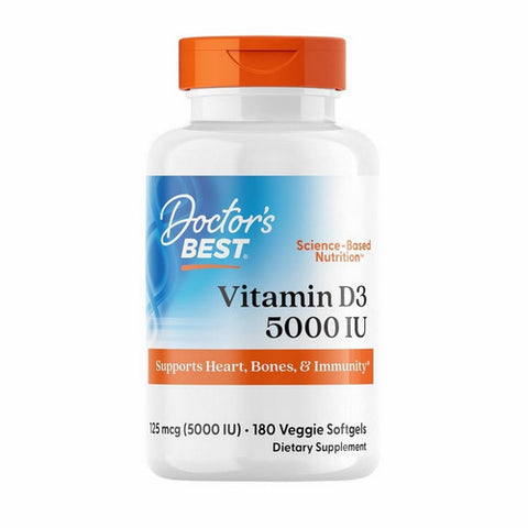 Doctors Best, Vitamin D3, 5000IU, 180 Veggie Softgels Doctors Best